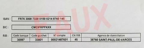 Faux RIB utilisée par l'usurpateur